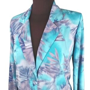 Vintage SISSIES SPORTSWEAR Blazer Jazzy Tropical 4P Wild Blue Florida L.A. Style